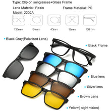 Load image into Gallery viewer, With 5 clip on Polarized Sunglasses Magnetic Adsorbent Glasses Frame Men Women Optical Spectacle Frame myopia eyeglasses