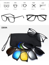 Carica l&#39;immagine nel visualizzatore di Gallery, With 5 clip on Polarized Sunglasses Magnetic Adsorbent Glasses Frame Men Women Optical Spectacle Frame myopia eyeglasses