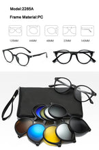 Load image into Gallery viewer, With 5 clip on Polarized Sunglasses Magnetic Adsorbent Glasses Frame Men Women Optical Spectacle Frame myopia eyeglasses