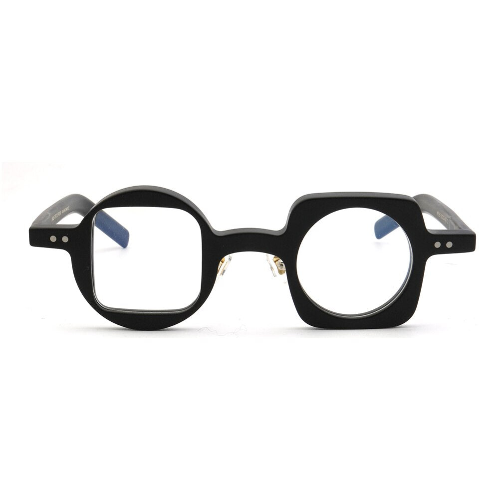 Women Hand Made Retro Eyeglass Frames Men Round Square Nerd Glasses Frame Rx Spectacles leopard Print Mismatch 2023 Eyewear