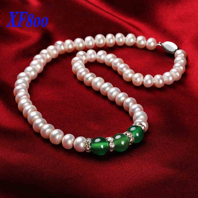 45cm Natural Pearl Necklace Classic 9-10mm Real Pearl Agate Chokers Necklace Best Gift For Lover S50