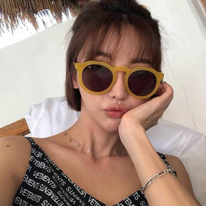 Xiu circle sunglasses retro round nude orange black yellow frame sun glasses smoke black lens vintage sunglass uv400
