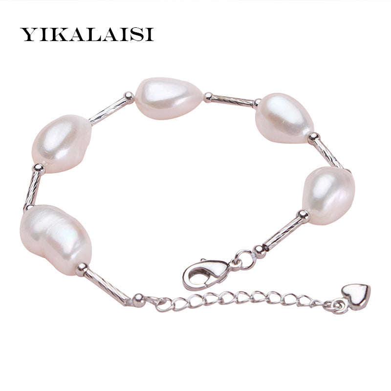 2017 10-11 mm 100% Natural Pearl Bracelet For Women Baroque Pearl Jewelry with 925 sterling silver jewelry For Women