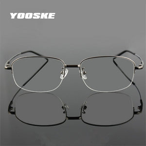 YOOSKE Memory Titanium Glasses Half Frame Optical Eyeglasses Frame Men Retro Half-frame Glasses Prescription Optical Frames