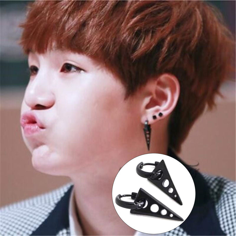 Buy 1 Pair KPOP BTS V Earrings Bangtan Boys V Stud Doulbe Ring Silver Ear  Stud Chain Earrings For Women Men Punk Fashion Jewelry (8cm Chain) at  Amazon.in