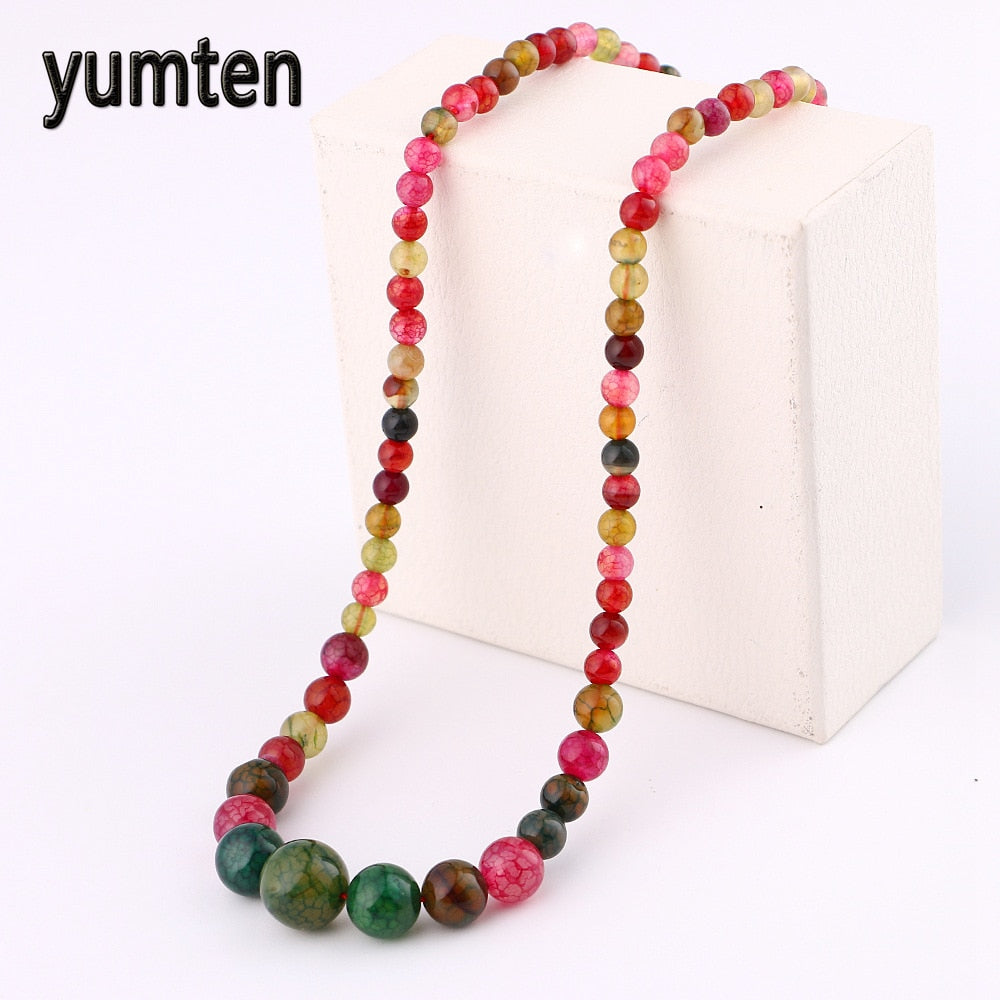 Nature Agate Beads Necklace Fashion Stone Jewelry Women Necklace Charms Lot Hipster Gift Bijoux Femme Collier Luxe Tumblr