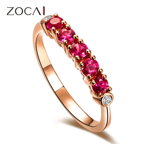 ZODIAC GEM FIRE SIGNS 18K ROSE GOLD RUBY DIAMOND RING OF 0.40 CT MYANMAR PIGEON BLOOD RED RUBY 0.02 CT DIAMOND W03085