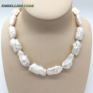 baroque summer style pearl statement necklace Irregular square white pearls natural Cultured pearl elegant jewelry for women