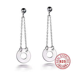 trendy concise style round sterling silver jewelry drop earrings for women 925 silver earrings