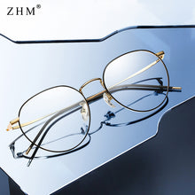 Carica l&#39;immagine nel visualizzatore di Gallery, metal frame glasses blue light protection men black gold computer round frames eyeglasses prescription woman dropship