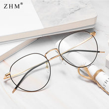 Load image into Gallery viewer, metal frame glasses blue light protection men black gold computer round frames eyeglasses prescription woman dropship