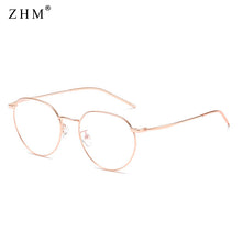 Load image into Gallery viewer, metal frame glasses blue light protection men black gold computer round frames eyeglasses prescription woman dropship