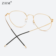 Load image into Gallery viewer, metal frame glasses blue light protection men black gold computer round frames eyeglasses prescription woman dropship