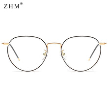 Load image into Gallery viewer, metal frame glasses blue light protection men black gold computer round frames eyeglasses prescription woman dropship