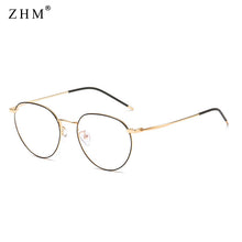 Load image into Gallery viewer, metal frame glasses blue light protection men black gold computer round frames eyeglasses prescription woman dropship